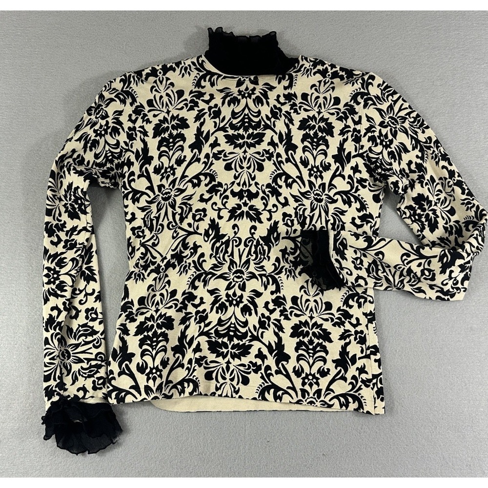VTG Tracy M Silk Quiet Luxury Coastal Grandma Women's Mock Neck Blouse Size M